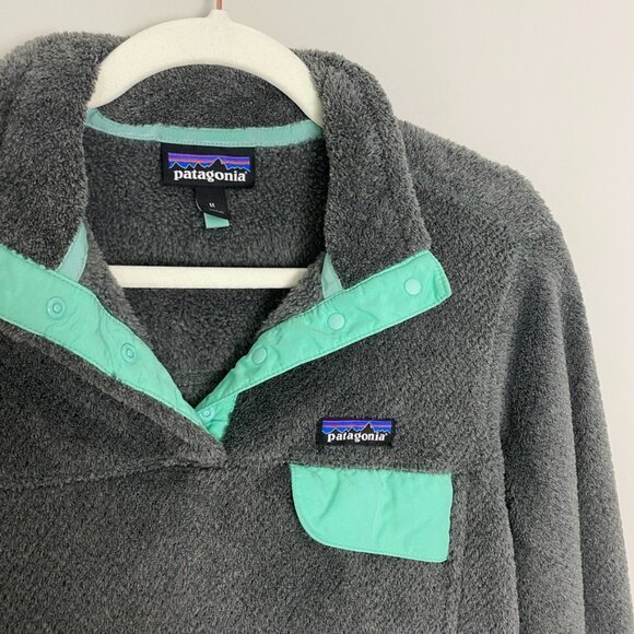 Patagonia Re-Tool Snap-T Fleece Pullover Jacket Grey Blue Womens Medium - Picture 2 of 5